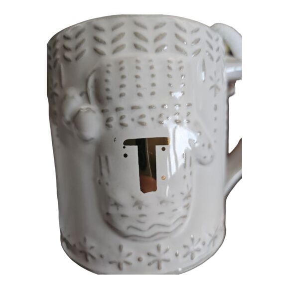 Anthropologie Bundled Up Ceramic Reactive-Glazed Monogram Coffee Mug ✨T✨ - Picture 2 of 6